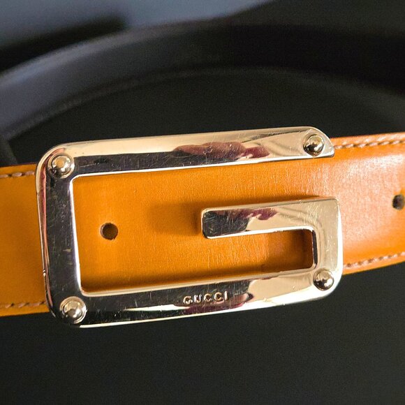Auth GUCCI Gold G-Logo Studded Buckle Belt BUTTERSCOTCH Waist/Hip Size 95/38 - Picture 9 of 16